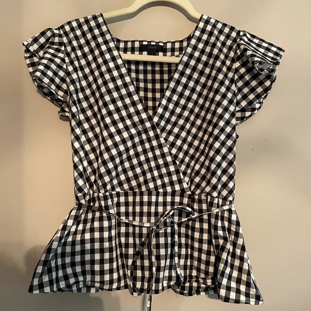 J. Crew Gingham Wrap Top